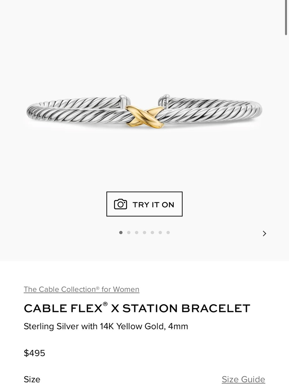 Cable Flex X Station Bracelet - Sterling Silver with 14K Yellow Gold